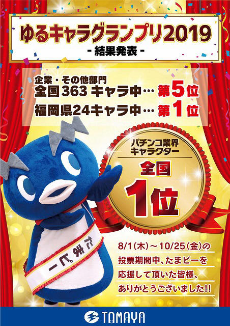 ゆるキャラgp結果発表 Blog Tfps 株式会社玉屋 パチンコ スロット