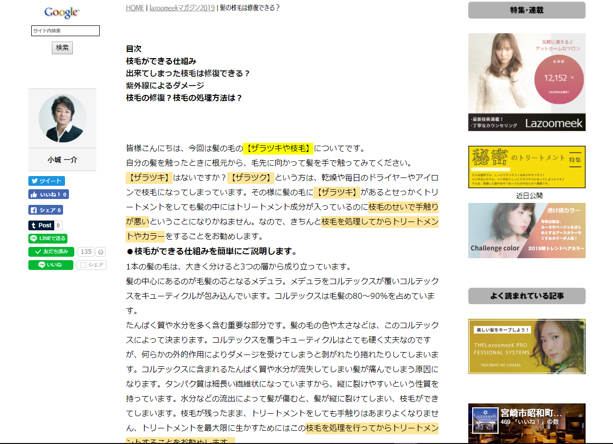 毛先の痛みやざらついたキューティクルに 髪の正しい処理方法 Blog Blog 宮崎市美容室lazoomeekラズーミーク