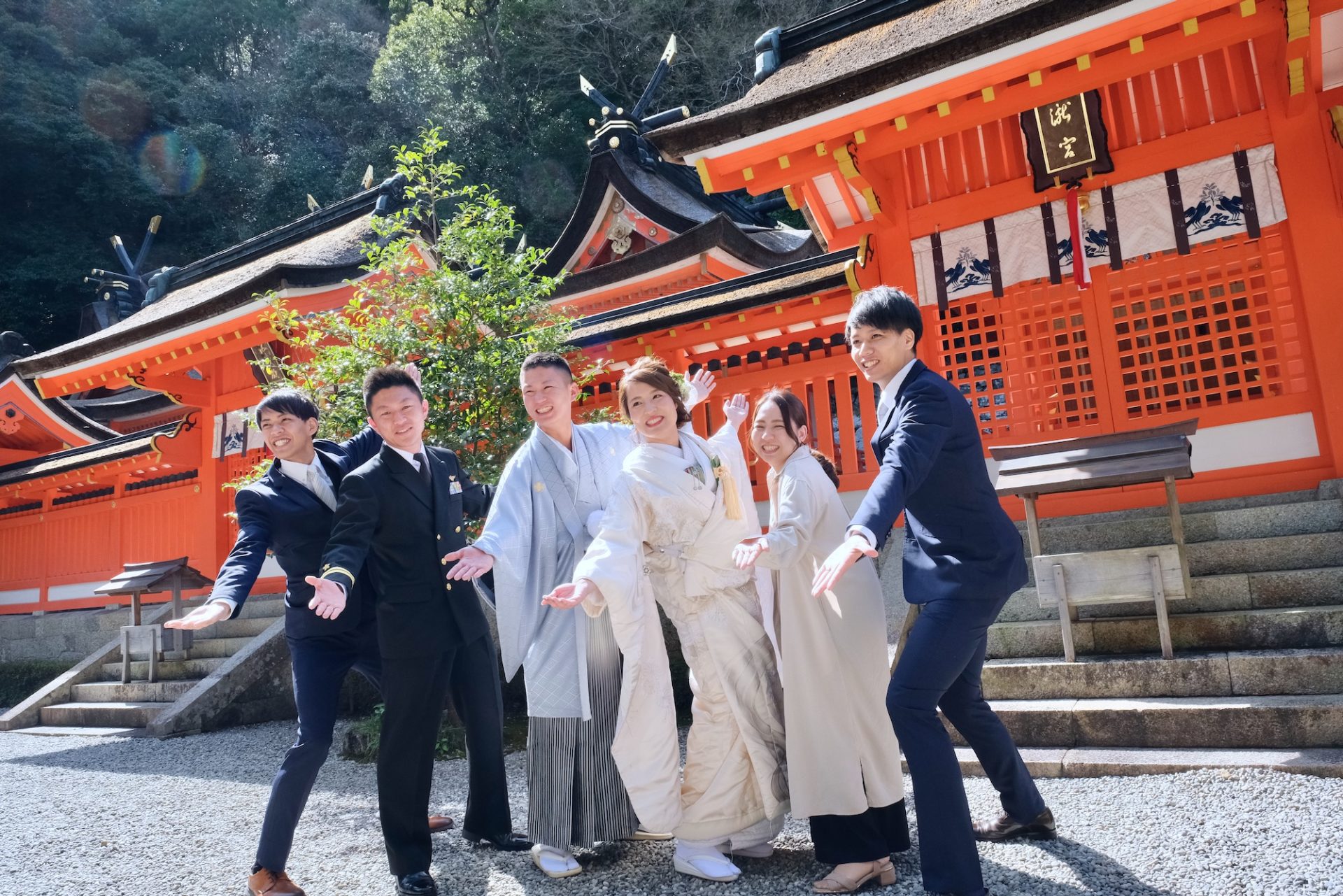 熊野那智大社の結婚式は快晴の青空の日本晴れ｜和装結婚式ならキキ