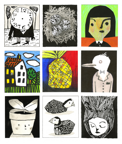 北田稔作[版画]春のほほ