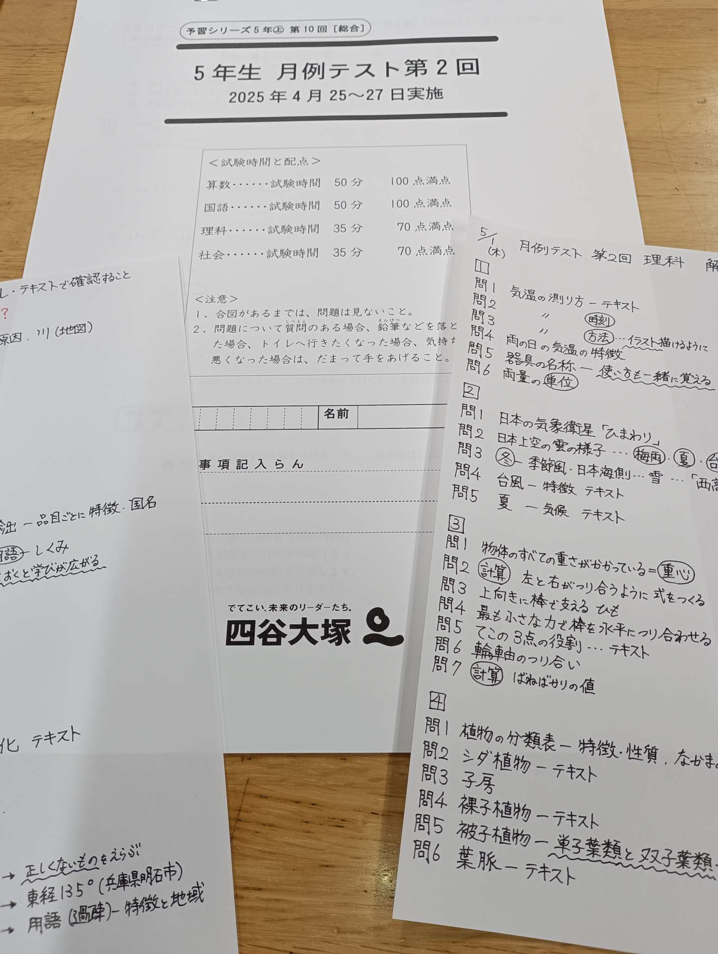 四谷大塚　月例テスト　７回分　5年生　4教科 優秀層〜苦手層まで役立つ】5年第7回四谷大塚組分けテスト算数