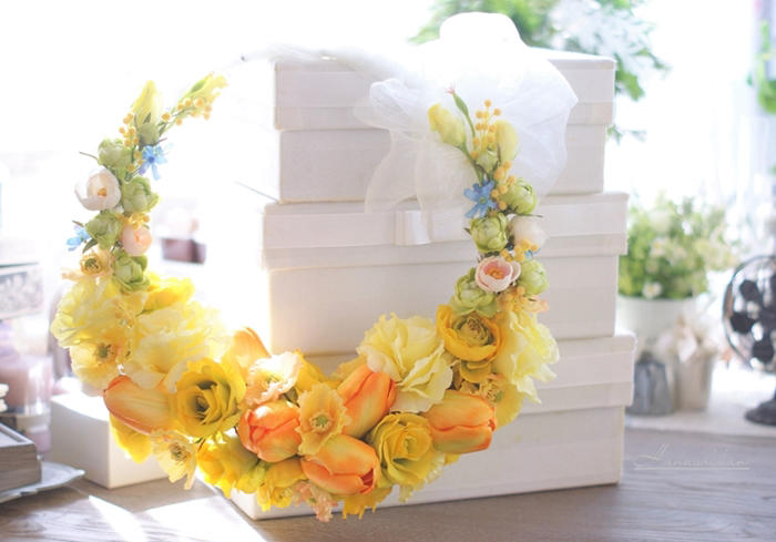 クレッセント型のリースブーケをお仕立て 花芝翫のつれづれアレンジメントブログ 東京 横浜 花芝翫hanashikan