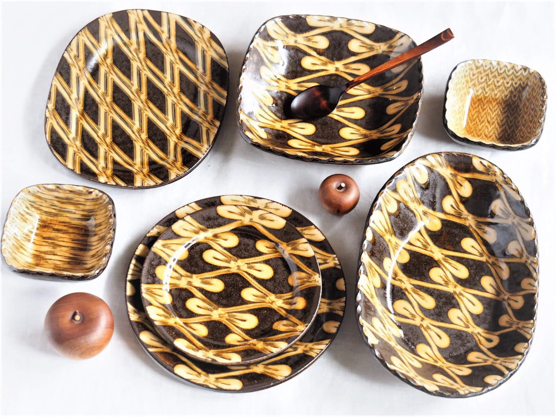 益子焼 伊藤丈浩 スリップウェア カレー皿×2 益子焼 伊藤丈浩