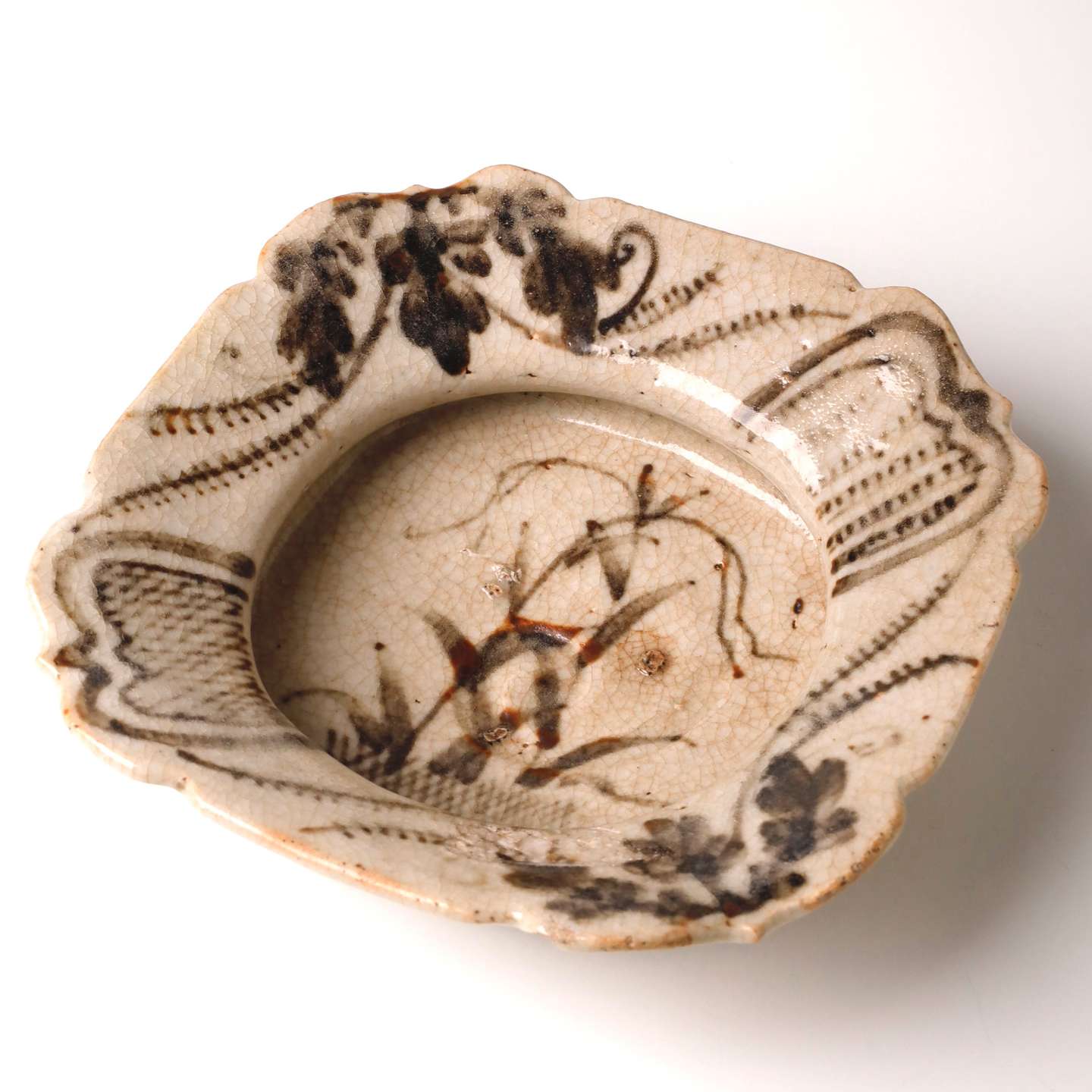 絵志野草花文四方鉢 | 日本陶磁器 | 利菴アーツコレクション