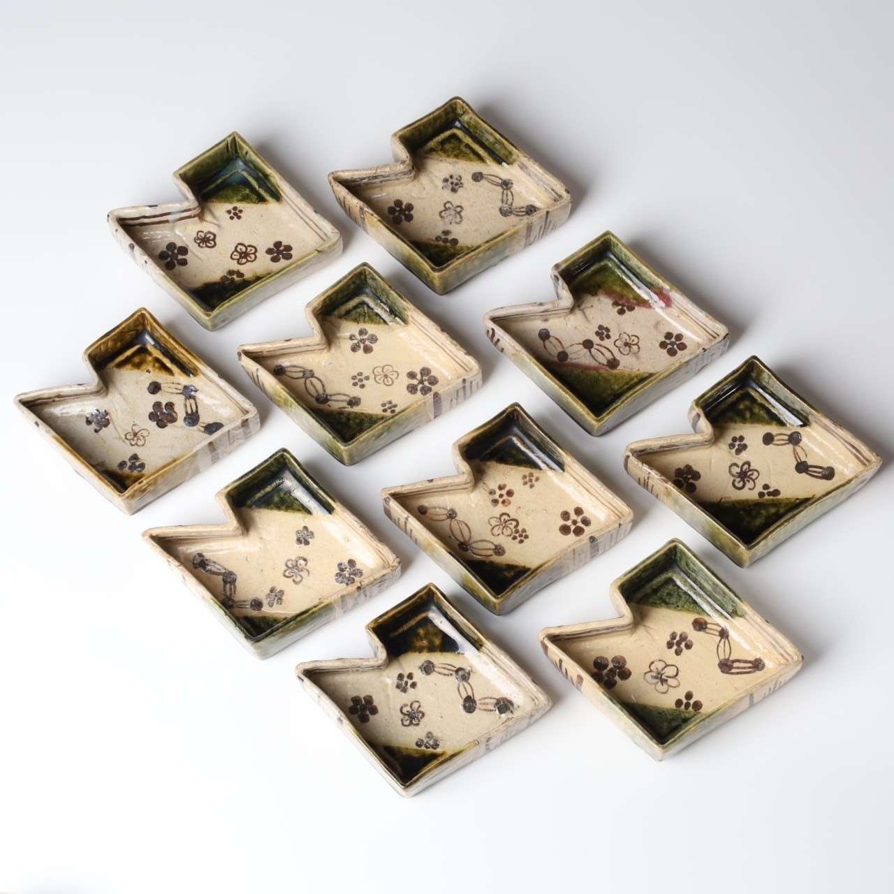 織部変形型向付五客セット 織部変形型向付五客セット