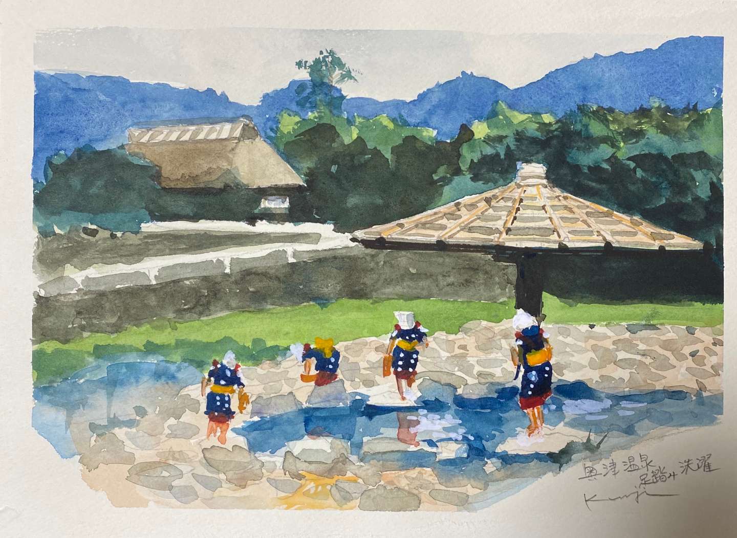 伊藤三千人 小さな油彩画 ゴールドフレーム 山風景 伊藤三千人 小さな油彩画 ゴールドフレーム 山風景 blog top of かがみの