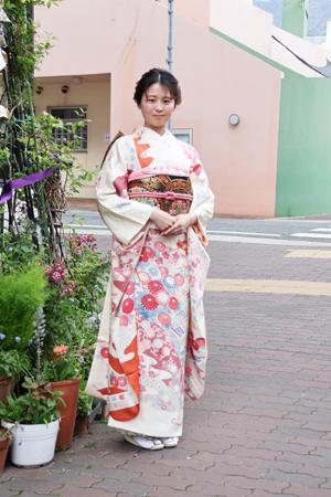 青色 花柄刺繍 打掛 鳥居ユキ 生徒さん達 | 着付け教室 のの