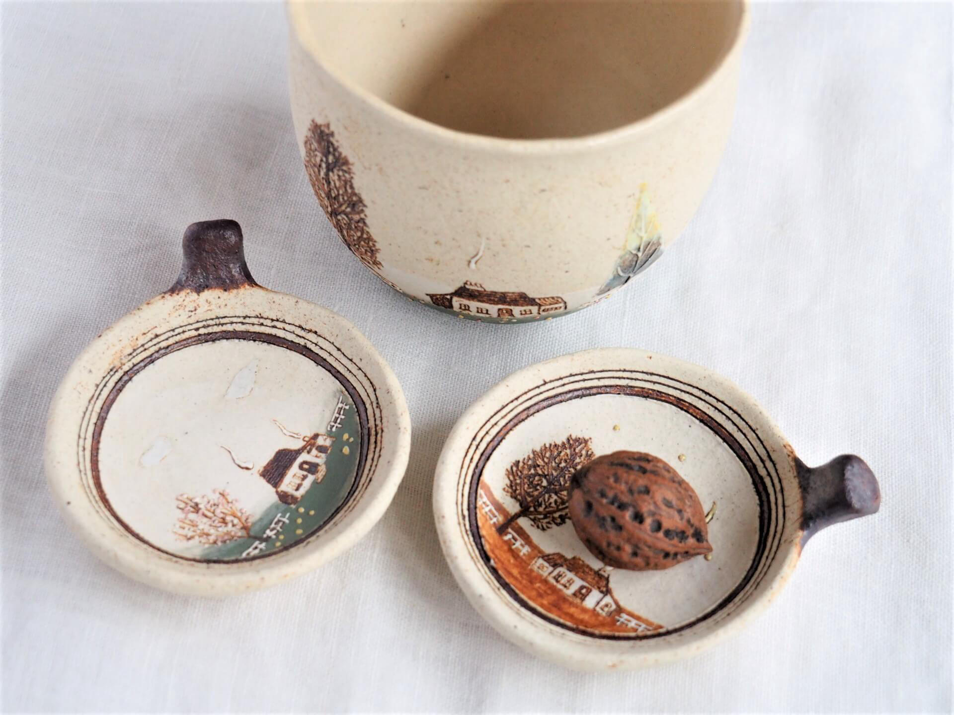 小林まり子　土の家　希少品　小皿、スプーンレスト箸置き小さなお家　手書きカード 小林まり子 土の家 希少品 小皿、スプーンレスト箸置き小さな