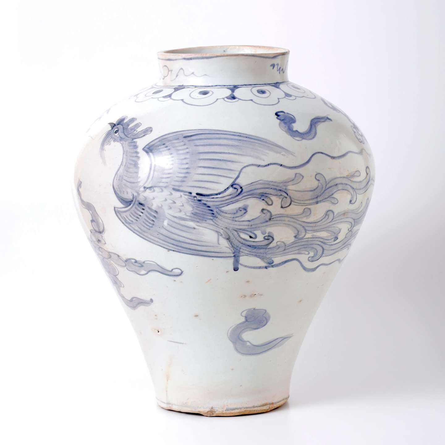 李朝白磁染付鳳凰文大壺 | 朝鮮陶磁器 | 利菴アーツコレクション