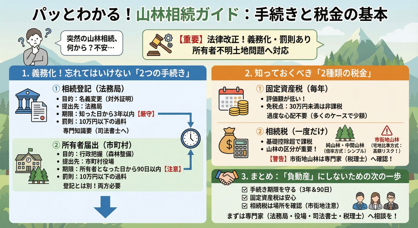 山林を相続したらまず読むべき：【2024年法改正対応】手続きと税金の