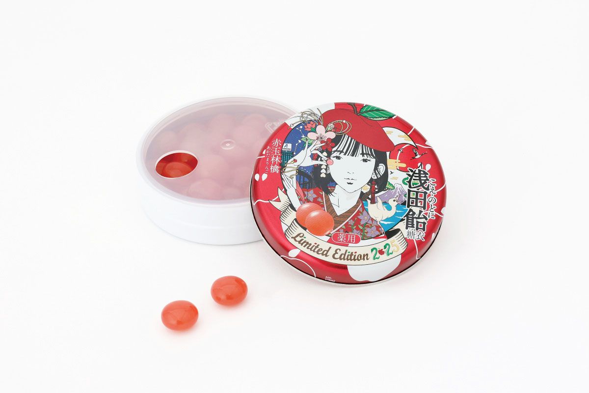 赤玉林檎×2025年の干支・巳デザインの「浅田飴糖衣」 限定缶を11月1日