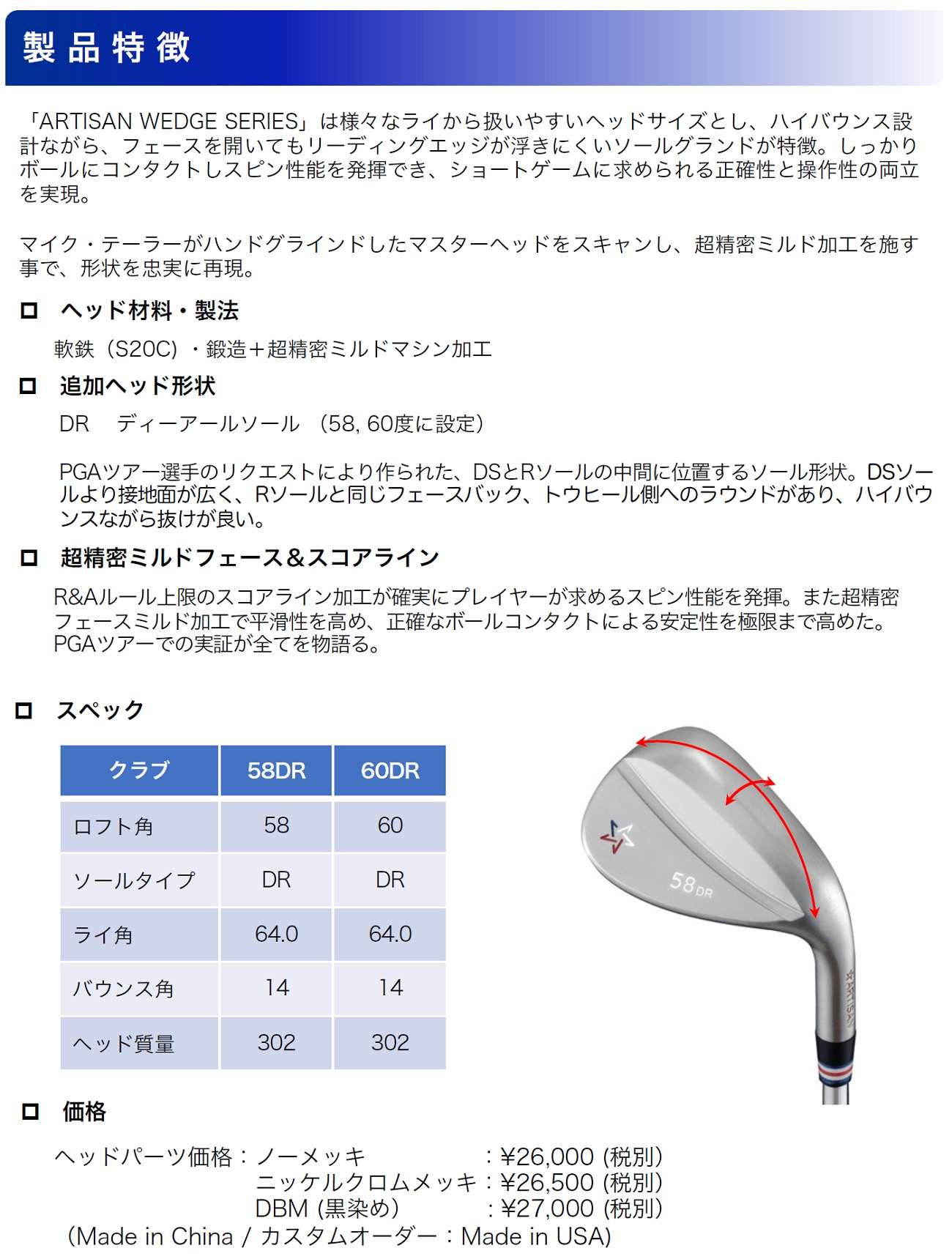 ARTISAN GOLF WEDGE DRソール追加！ | ブログ | ゴルフクラブ