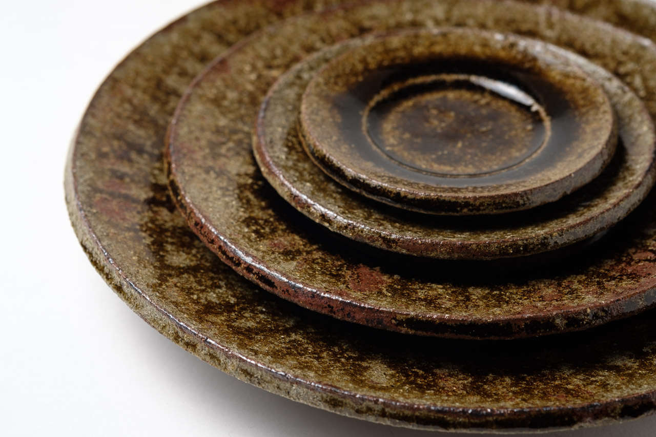 後藤竜太 益子焼 リム皿 24cm 2枚 陶磁器 皿